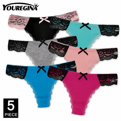 Ladies Cotton Thongs Panties Women Culottes Sexy G Strings Female Underwear Lingerie Comfort Soft Low Rise Tangas 5 pcs/lot