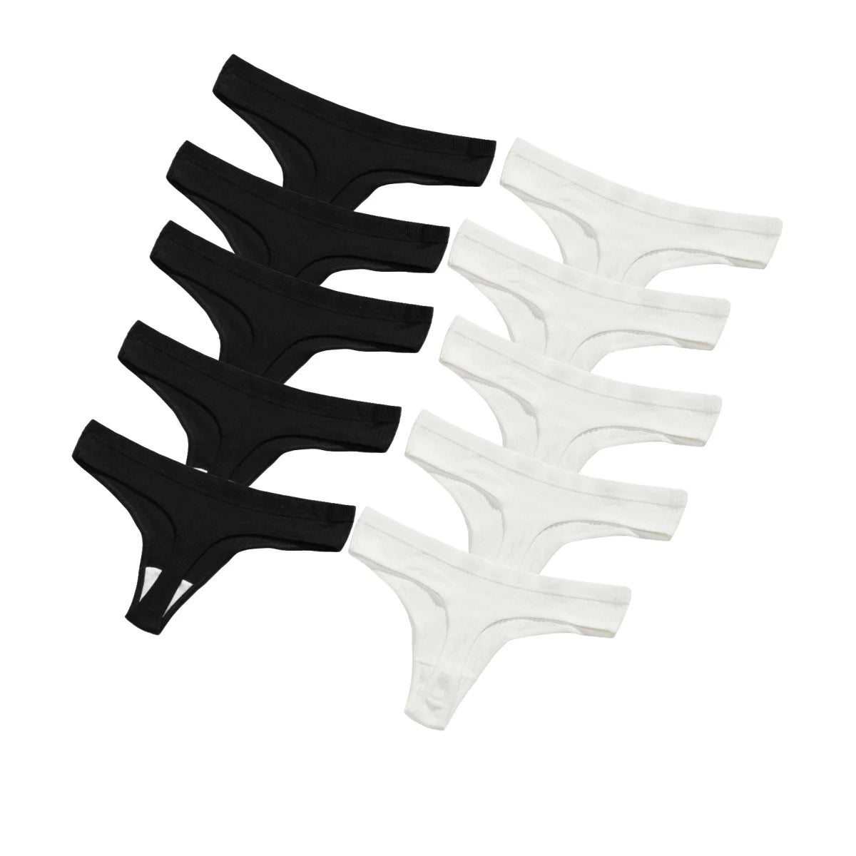 10Pcs/Set Cotton Underwear Women's Sexy Low-Waist Thongs Girls Sports Panties Stretchy T Back Soft Breathable Lingerie