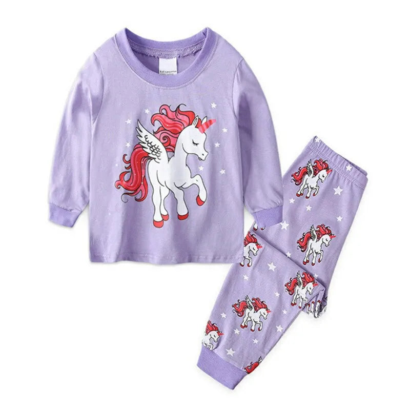 Kids Pajama Set Daisy Cartoon Cotton Soft princess Print Loungewear Long Sleeve Pjs Sleepwear for Toddler Boys Girls