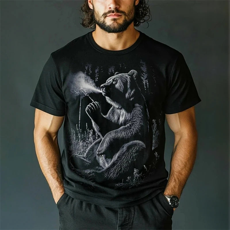 Russian Bear Graphic T-shirt Men's Clothing Russian Flag Design CCCP O-neck Short Sleeve T Shirts Summer 2025 Novel Men Tees