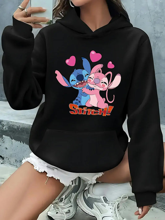 New 2025 Disney Stitch Pattern Women Hoodie Autumn Winter Casual Unisex Pullover Sweatshirt Clothing Hoody Streetwear Oversized