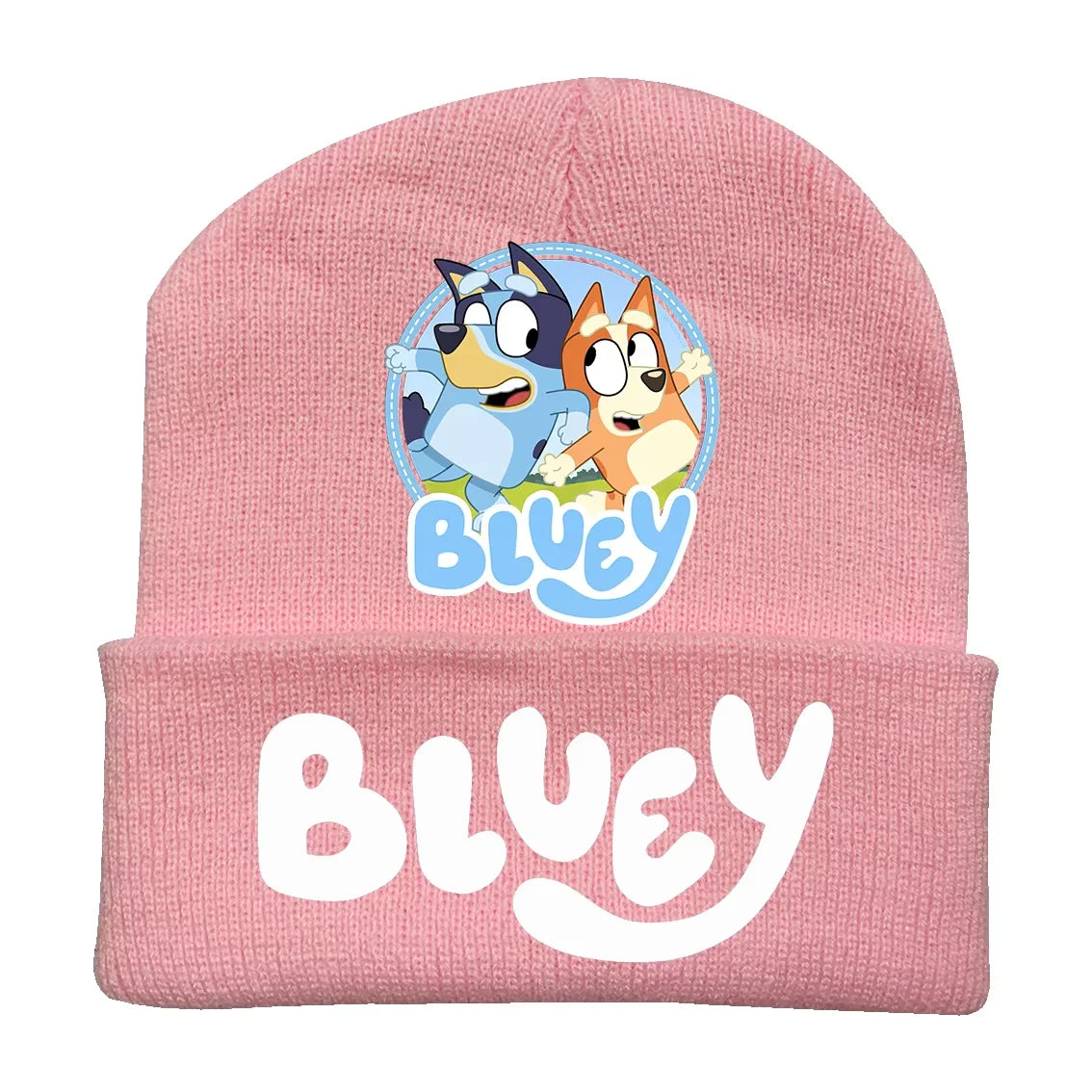 New Anime Bluey Children's Knitted Hat Cute Bingo Family Printed Wool Hat Autumn and Winter Style Velvet Hat Gift
