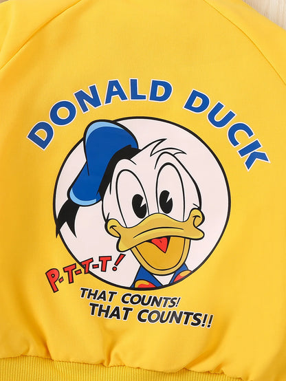 Neue Herbst Baby Jungen Mädchen Jacke Mode Cartoon Donald Duck Druck Oberbekleidung für Kinder Kleidung Frühling Kinder Windjacke Coatsats