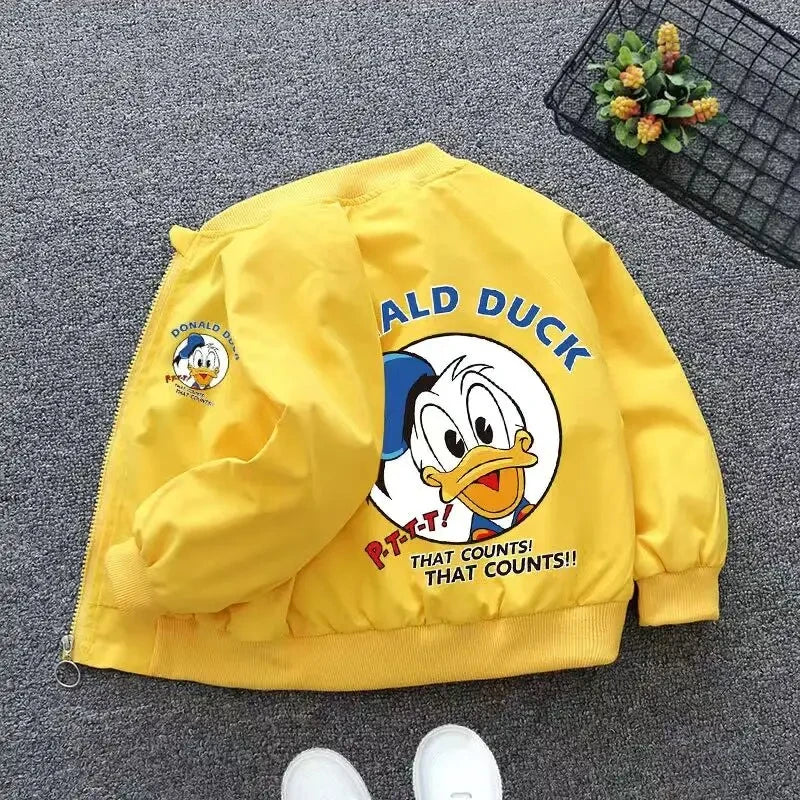 Neue Herbst Baby Jungen Mädchen Jacke Mode Cartoon Donald Duck Druck Oberbekleidung für Kinder Kleidung Frühling Kinder Windjacke Coatsats