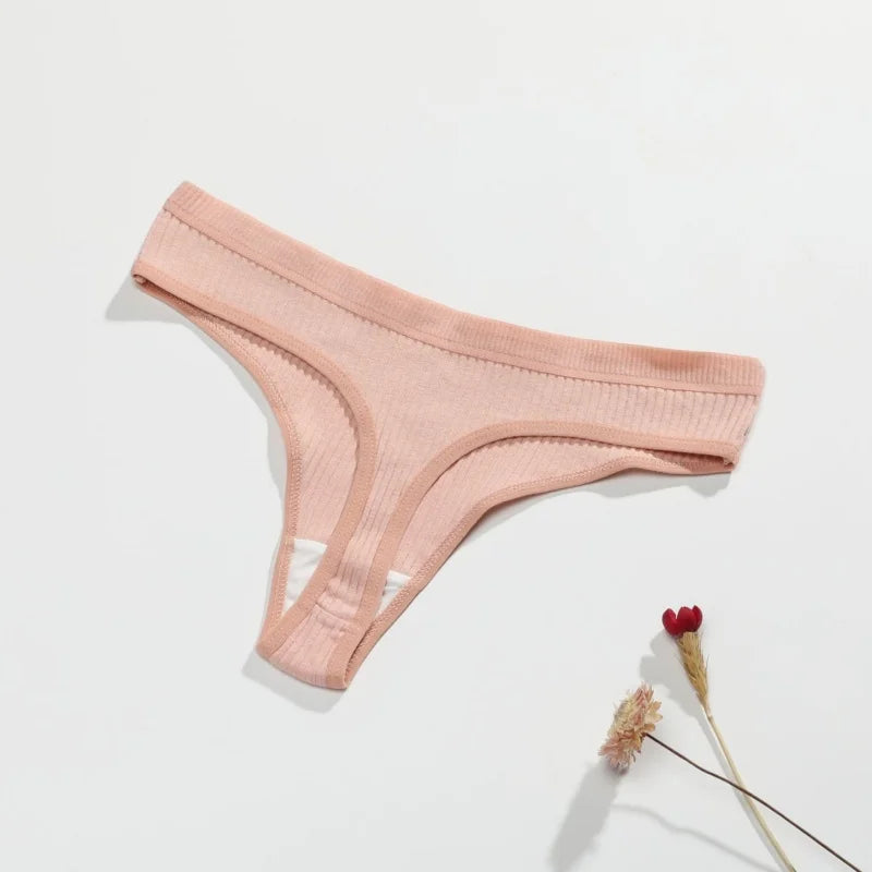 10Pcs/Set Cotton Underwear Women's Sexy Low-Waist Thongs Girls Sports Panties Stretchy T Back Soft Breathable Lingerie