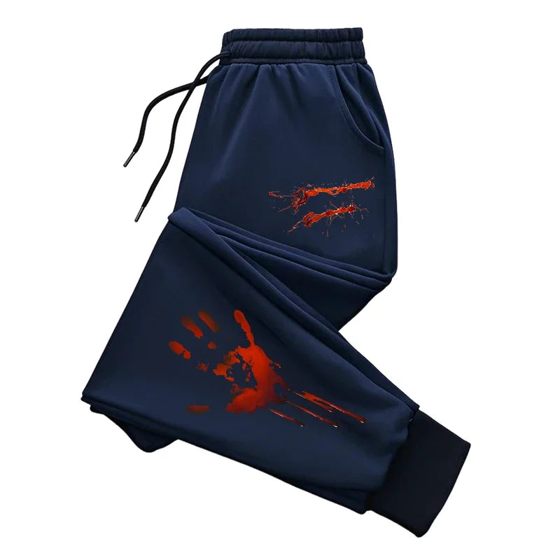 Funny Pattern Print Sweatpants Men's Daily Casual Sports Jogging Pants All Season Home Outdoor Comfort Bloody Handprint Trousers