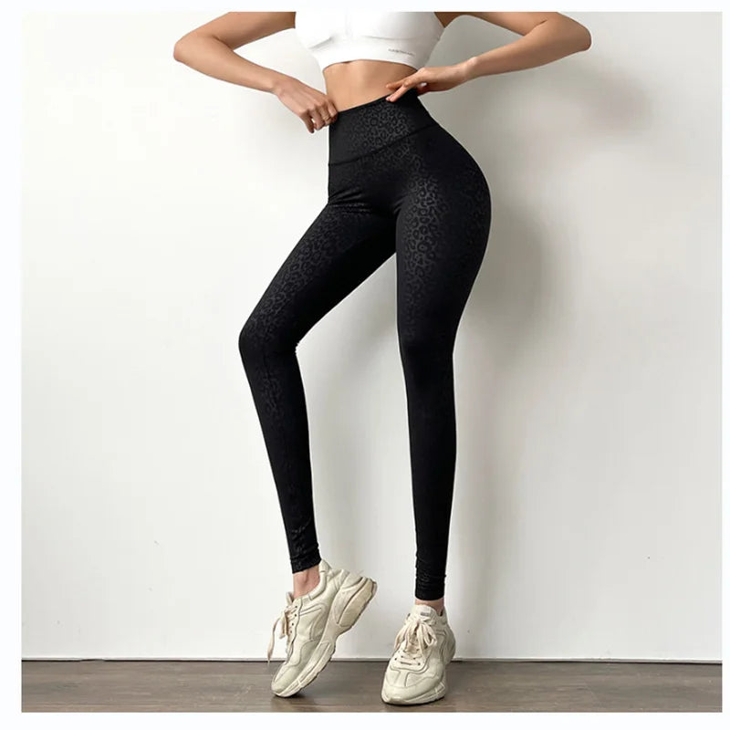 Yogahose mit Leopardenmuster, schmale, dünne Leggings, Sporthose für Damen, mehrfarbig bedruckt, Neun-Minuten-Hose