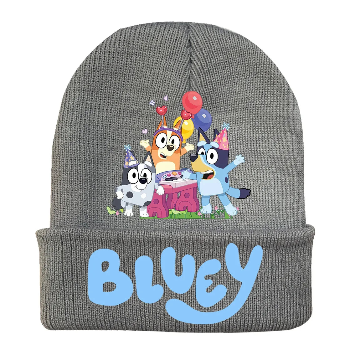 New Anime Bluey Children's Knitted Hat Cute Bingo Family Printed Wool Hat Autumn and Winter Style Velvet Hat Gift
