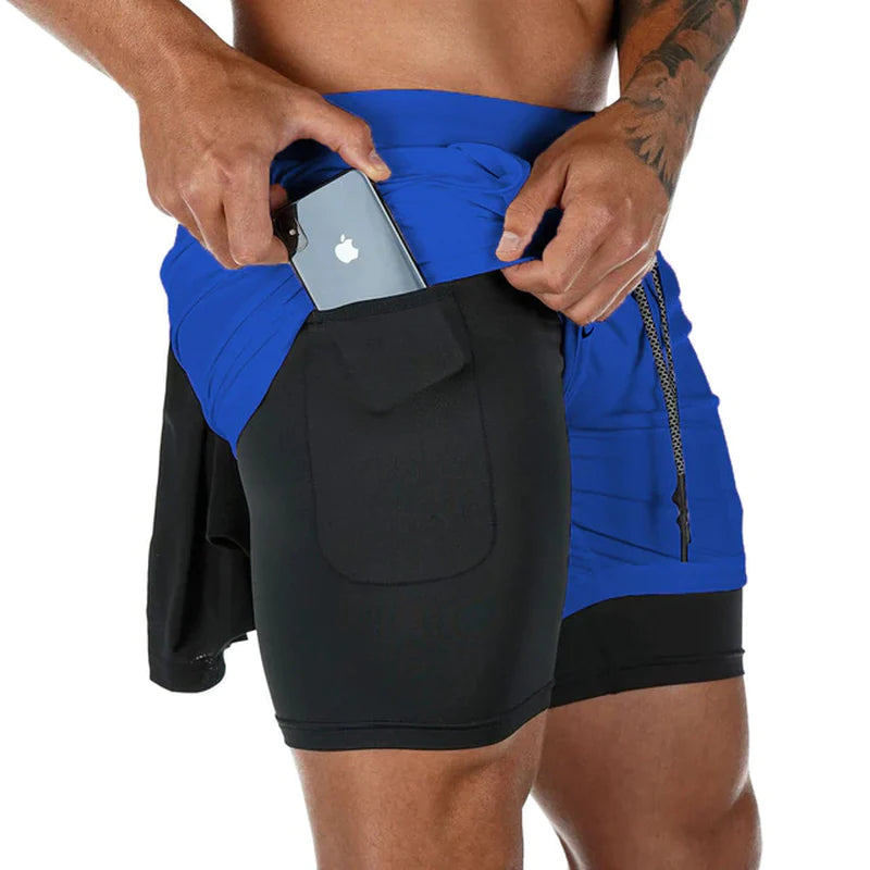 Spandex-Shorts Laufshorts Herren Gym Sportshorts 2 in 1 Schnelltrocknend Workout Training Gym Fitness Jogging Kurze Hosen Sommer Herrenshorts 2025