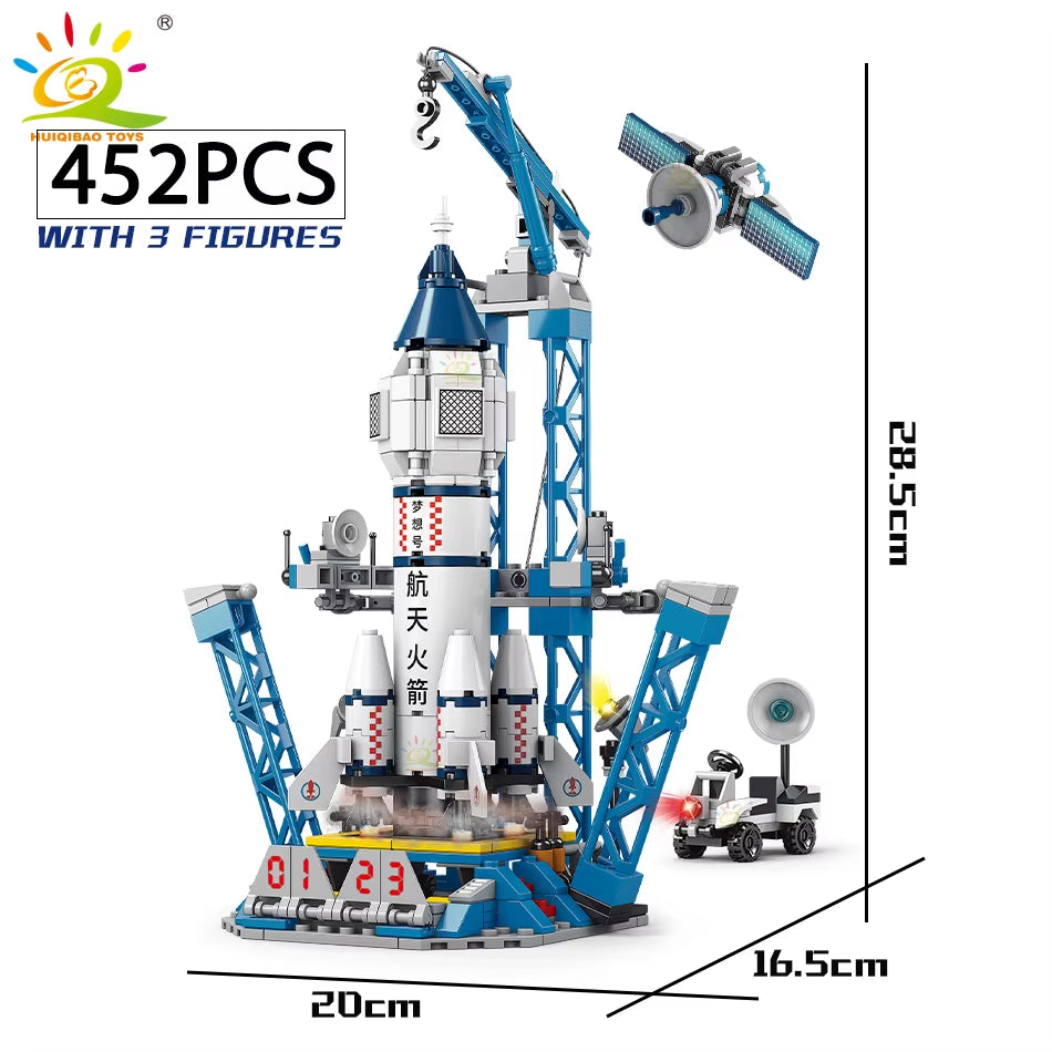 HUIQIBAO Space Aviation Bemannte Raketenbausteine ​​mit Astronautenfigur City Aerospace Modell Bricks Kinderspielzeug für Kinder