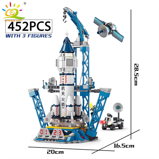 HUIQIBAO Space Aviation Bemannte Raketenbausteine ​​mit Astronautenfigur City Aerospace Modell Bricks Kinderspielzeug für Kinder