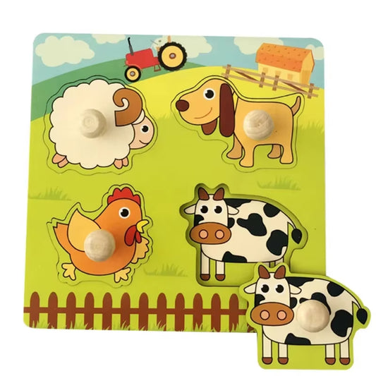 Montessori Babyspielzeug 3D-Holzpuzzles Kinderhandkratzbrettpuzzle Kinder Frühes Lernen Bildung Obst Kognitives Spielzeug