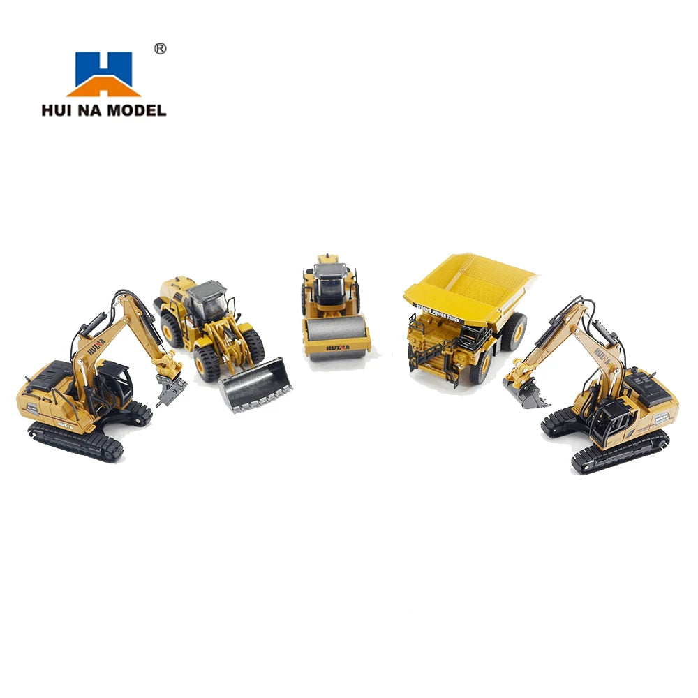 HUINA 1:60 Diecast Metal Model Dump Truck Excavator Wheel Loader Road Roller Construction Vehicle Toy Gift Truck for Children