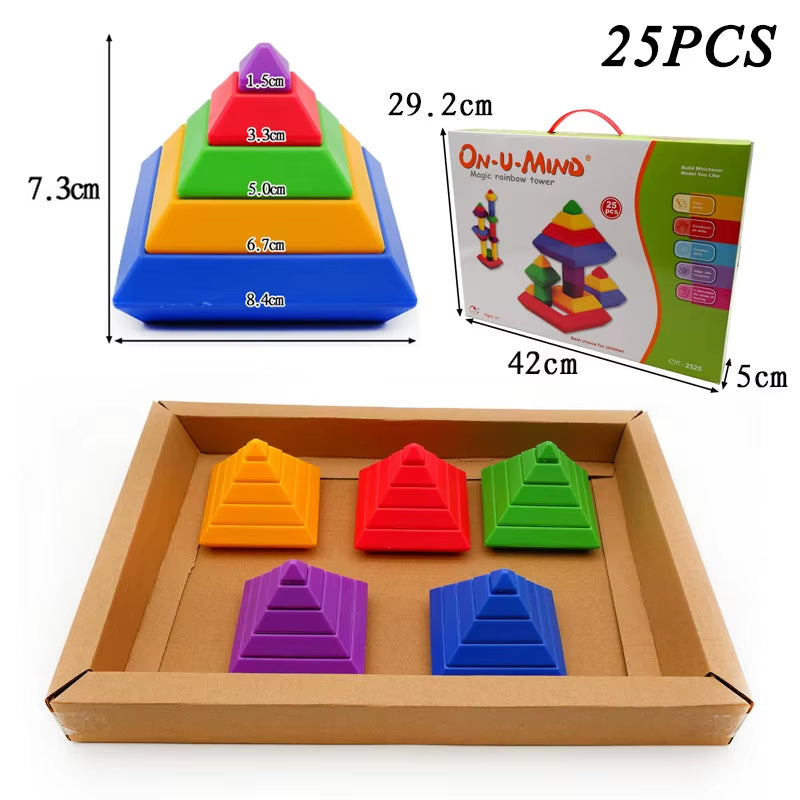 Pyramide Diamant Blöcke Kinder Spielzeug Rhombus Bausteine ​​Set 3D Raum Konstruktion Spiel Imagination Training Pädagogisches Spielzeug