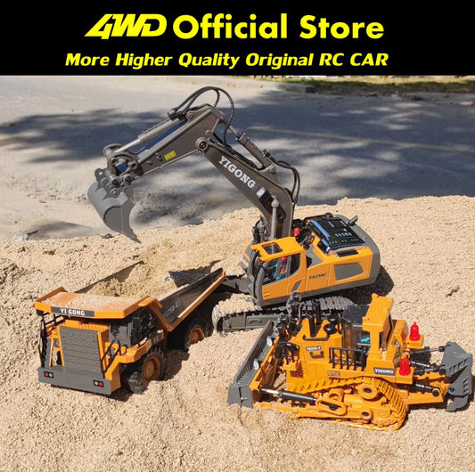 Remote Control Excavator Toy Radio Controlled RC Dump Truck Vehicle Crawler Bulldozer Construction Car Gifts for Kids Boys