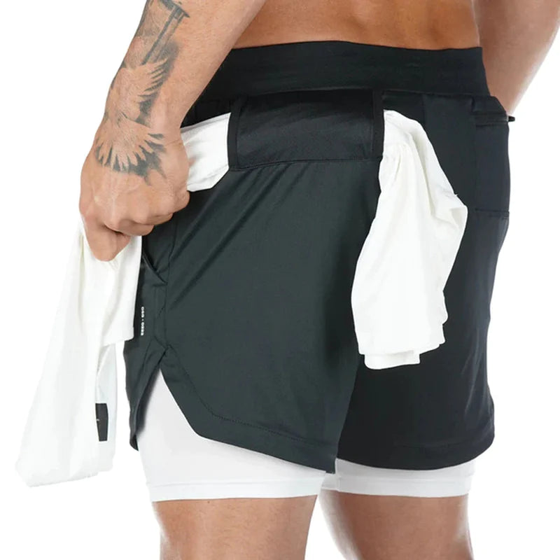 Spandex-Shorts Laufshorts Herren Gym Sportshorts 2 in 1 Schnelltrocknend Workout Training Gym Fitness Jogging Kurze Hosen Sommer Herrenshorts 2025