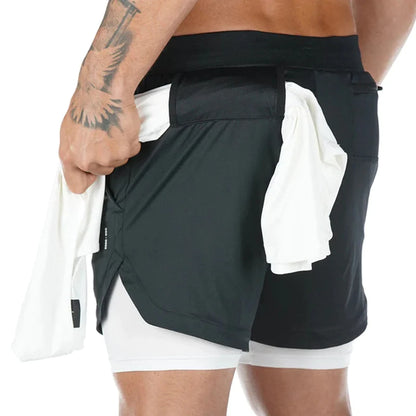 Spandex-Shorts Laufshorts Herren Gym Sportshorts 2 in 1 Schnelltrocknend Workout Training Gym Fitness Jogging Kurze Hosen Sommer Herrenshorts 2025