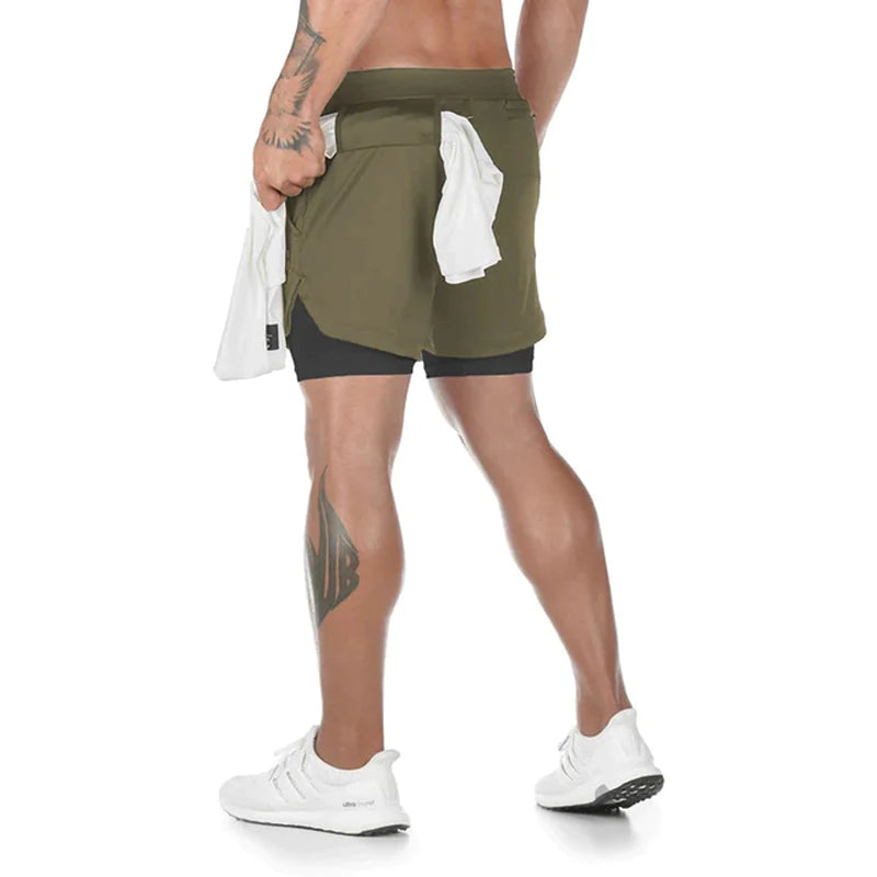Spandex-Shorts Laufshorts Herren Gym Sportshorts 2 in 1 Schnelltrocknend Workout Training Gym Fitness Jogging Kurze Hosen Sommer Herrenshorts 2025