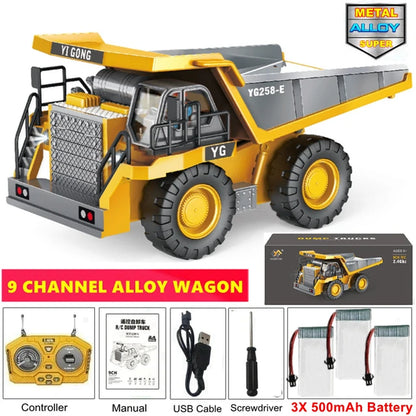 Remote Control Excavator Toy Radio Controlled RC Dump Truck Vehicle Crawler Bulldozer Construction Car Gifts for Kids Boys