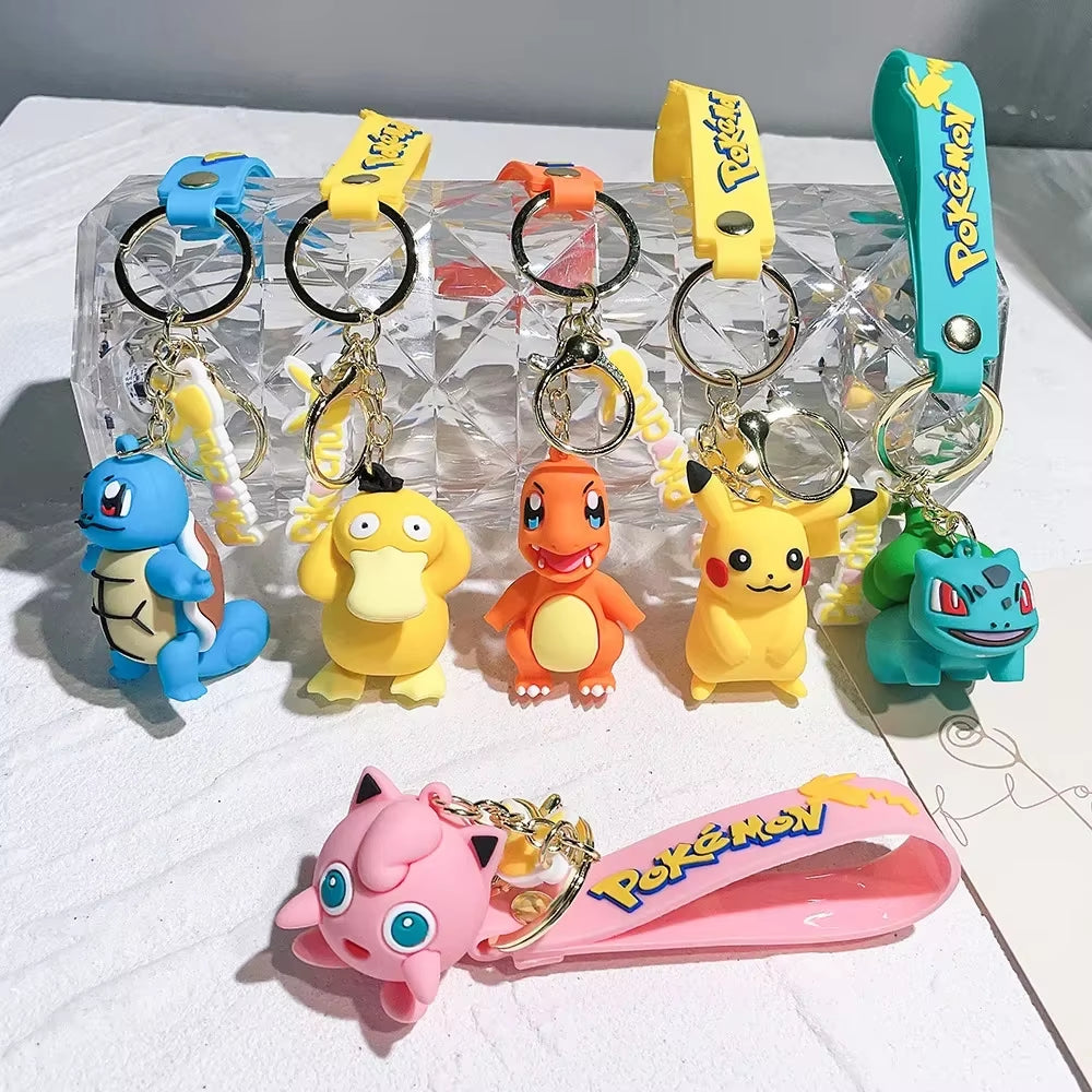 Pokemon Schlüsselanhänger Pikachu Anime Actionfigur Spielzeug Kawaii Cartoon Mode Charmander Psyduck Puppe Schlüsselanhänger Auto Tasche Anhänger Kindergeschenk