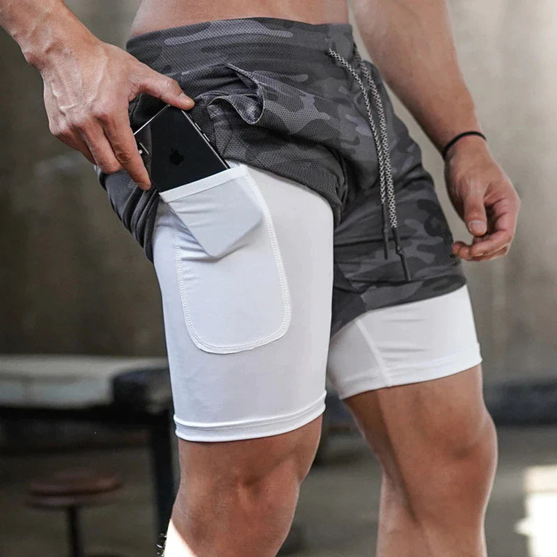Spandex-Shorts Laufshorts Herren Gym Sportshorts 2 in 1 Schnelltrocknend Workout Training Gym Fitness Jogging Kurze Hosen Sommer Herrenshorts 2025