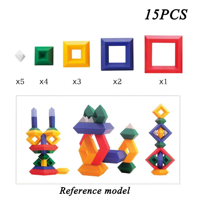 Pyramide Diamant Blöcke Kinder Spielzeug Rhombus Bausteine ​​Set 3D Raum Konstruktion Spiel Imagination Training Pädagogisches Spielzeug