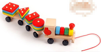 Holzzug Dreiteiliger Traktor Spielzeug Kinder Intelligenz Puzzle Spielzeug Lernspielzeug