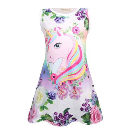 Chivry Summer 2021 New Little Girls Sleeveless A-Line Princess Dress Baby Girls Kids Casual Unicorn Print Sundress Vestidos