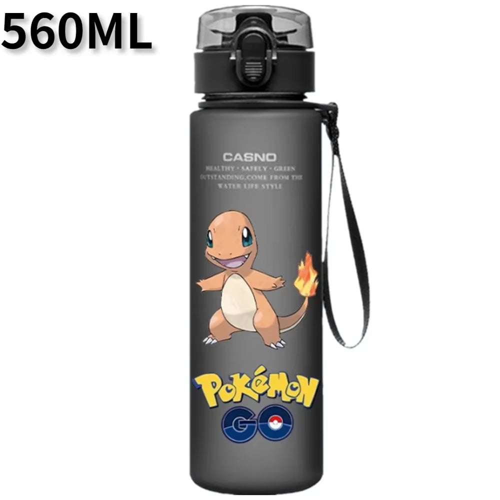 Pokemon 560ML Wasserbecher Kinder Tragbarer Kunststoff Cartoon Kawai Pikachu Erwachsene Outdoor Große Kapazität Sport Wasserflasche Pikachu