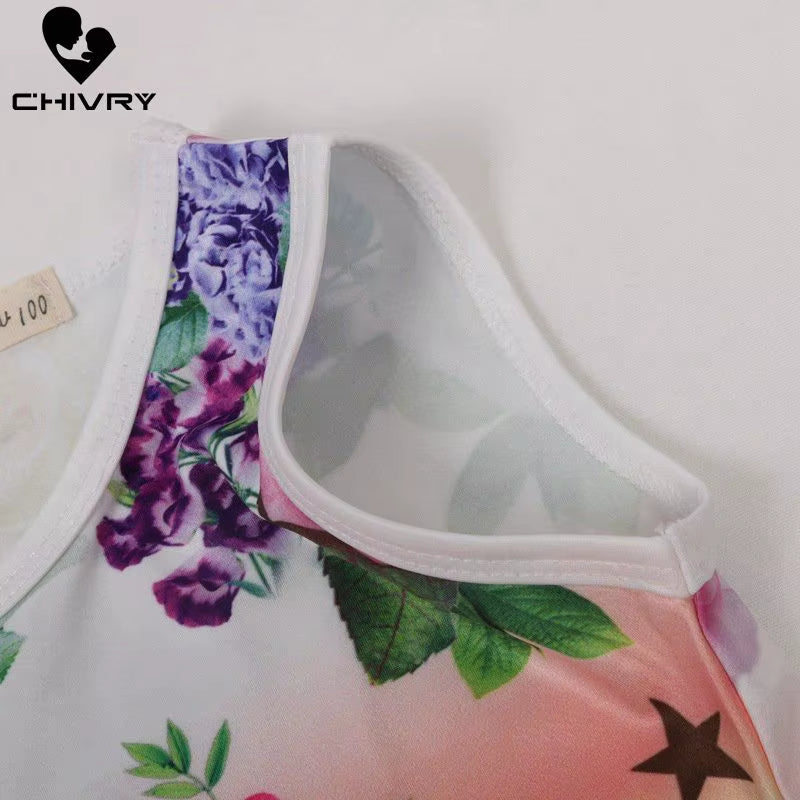 Chivry Summer 2021 New Little Girls Sleeveless A-Line Princess Dress Baby Girls Kids Casual Unicorn Print Sundress Vestidos