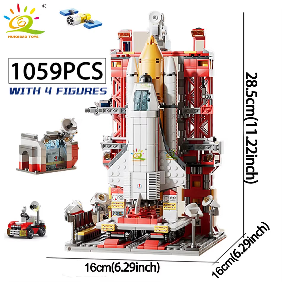 HUIQIBAO Space Aviation Bemannte Raketenbausteine ​​mit Astronautenfigur City Aerospace Modell Bricks Kinderspielzeug für Kinder
