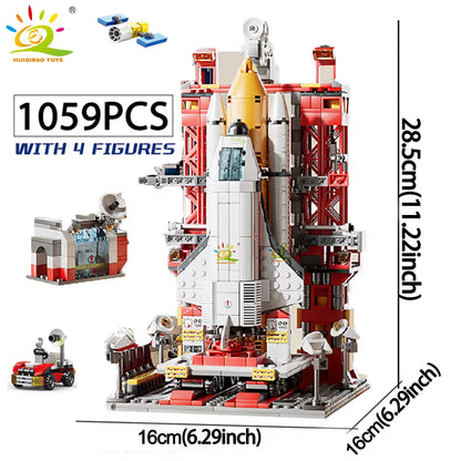 HUIQIBAO Space Aviation Bemannte Raketenbausteine ​​mit Astronautenfigur City Aerospace Modell Bricks Kinderspielzeug für Kinder